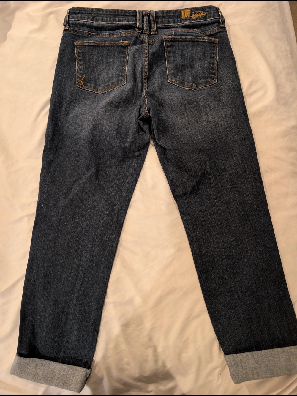 Kut from the Kloth Katy Boyfriend Jeans in Dark Blue Wash 10 Straight Cuff - Picture 2 of 7
